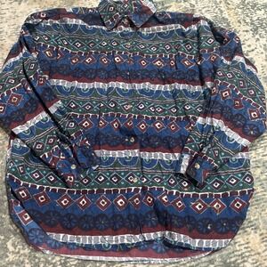 Vintage 1992 Atlast Women's Large‎ Button Up Colorful Shirt 100% Cotton